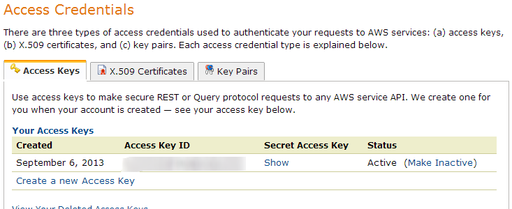 Create Access Credentials in Amazon S3