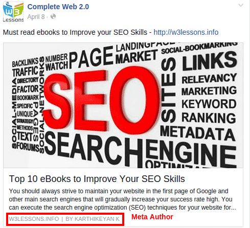 Meta Author Data used by Facebook