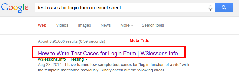 Title appears in Google Search Results