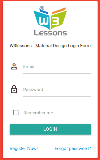 Login form using Material Design